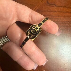 New Chanel  upcycled Elegant Black and Gold Bracelet
